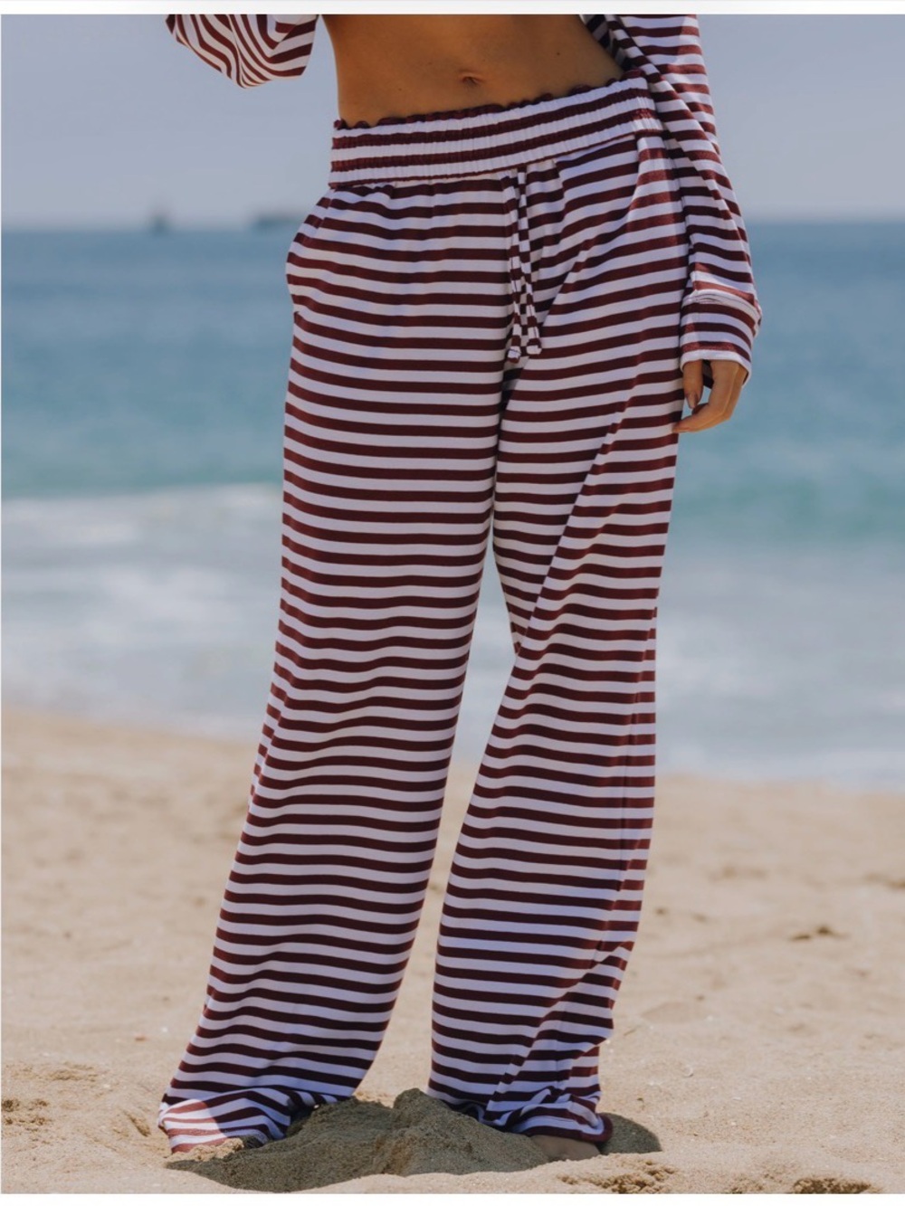 Daily Drills Bodega and White Striped Wide-Leg Pants